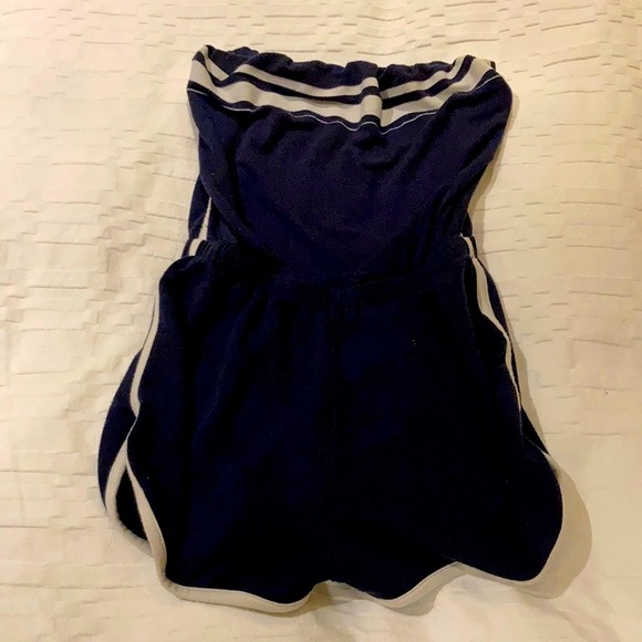 Strapless blue and white romper - Picture 1 of 4